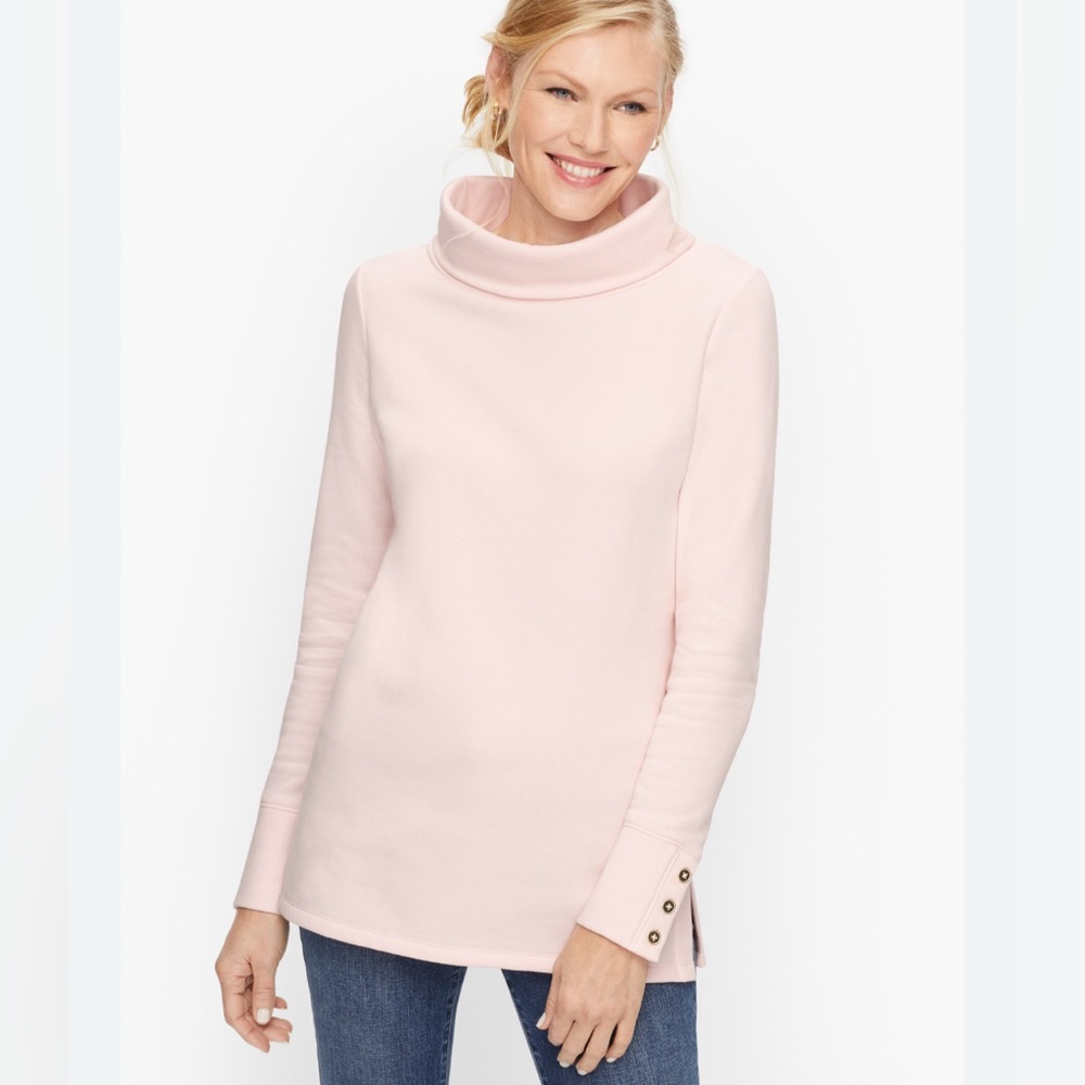 TALBOTS | Pink Cowl Neck Fleece Lined Top Sz LP